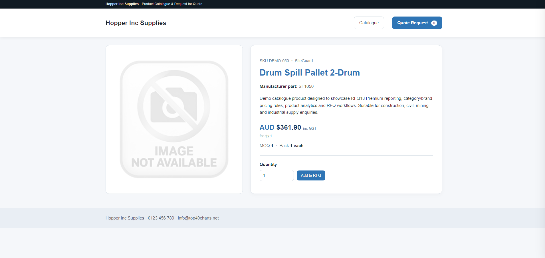 RFQ Software product detail page